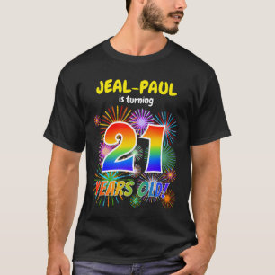 Fun Fireworks, Rainbow Look "21", 21st Birthday T-Shirt