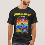 [ Thumbnail: Fun Fireworks, Rainbow Look "32", 32nd Birthday T-Shirt ]