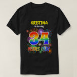 [ Thumbnail: Fun Fireworks, Rainbow Look "34", 34th Birthday T-Shirt ]