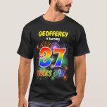 [ Thumbnail: Fun Fireworks, Rainbow Look "37", 37th Birthday T-Shirt ]