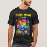 [ Thumbnail: Fun Fireworks, Rainbow Look "3", 3rd Birthday T-Shirt ]