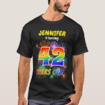 [ Thumbnail: Fun Fireworks, Rainbow Look "42", 42nd Birthday T-Shirt ]