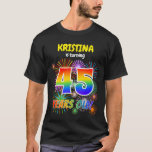 [ Thumbnail: Fun Fireworks, Rainbow Look "45", 45th Birthday T-Shirt ]