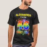 [ Thumbnail: Fun Fireworks, Rainbow Look "46", 46th Birthday T-Shirt ]