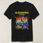 [ Thumbnail: Fun Fireworks, Rainbow Look "53", 53rd Birthday T-Shirt ]