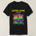 [ Thumbnail: Fun Fireworks, Rainbow Look "56", 56th Birthday T-Shirt ]