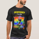 [ Thumbnail: Fun Fireworks, Rainbow Look "57", 57th Birthday T-Shirt ]