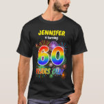 [ Thumbnail: Fun Fireworks, Rainbow Look "60", 60th Birthday T-Shirt ]