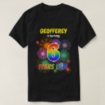 [ Thumbnail: Fun Fireworks, Rainbow Look "6", 6th Birthday T-Shirt ]