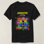 [ Thumbnail: Fun Fireworks, Rainbow Look "71", 71st Birthday T-Shirt ]