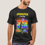 [ Thumbnail: Fun Fireworks, Rainbow Look "72", 72nd Birthday T-Shirt ]