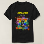 [ Thumbnail: Fun Fireworks, Rainbow Look "77", 77th Birthday T-Shirt ]