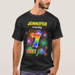 [ Thumbnail: Fun Fireworks, Rainbow Look "7", 7th Birthday T-Shirt ]