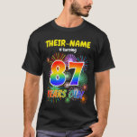 [ Thumbnail: Fun Fireworks, Rainbow Look "87", 87th Birthday T-Shirt ]
