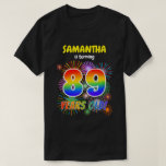[ Thumbnail: Fun Fireworks, Rainbow Look "89", 89th Birthday T-Shirt ]