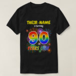 [ Thumbnail: Fun Fireworks, Rainbow Look "90", 90th Birthday T-Shirt ]