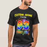 [ Thumbnail: Fun Fireworks, Rainbow Look "93", 93rd Birthday T-Shirt ]