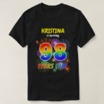 [ Thumbnail: Fun Fireworks, Rainbow Look "98", 98th Birthday T-Shirt ]