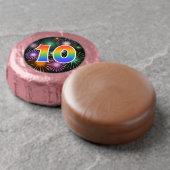 Fun Fireworks, Rainbow Pattern "10" Event # Dipped Oreo Cookie Favors (Unwrapped)