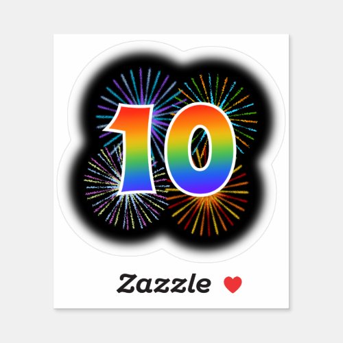 Fun Fireworks  Rainbow Pattern 10 Event  Sticker