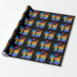 [ Thumbnail: Fun Fireworks + Rainbow Pattern "13" Event Number Wrapping Paper ]
