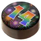 Fun Fireworks, Rainbow Pattern "14" Event # Chocolate Covered Oreo (Angled)