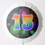 [ Thumbnail: Fun Fireworks + Rainbow Pattern "15" Event # Balloon ]