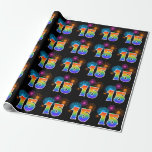 [ Thumbnail: Fun Fireworks + Rainbow Pattern "15" Event Number Wrapping Paper ]