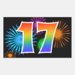 [ Thumbnail: Fun Fireworks + Rainbow Pattern "17" Event Number Sticker ]