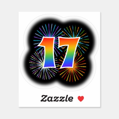 Fun Fireworks  Rainbow Pattern 17 Event  Sticker