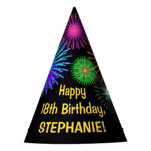 Fun Fireworks  Rainbow Pattern 18 Birthday  Party Hat