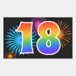 [ Thumbnail: Fun Fireworks + Rainbow Pattern "18" Event Number Sticker ]