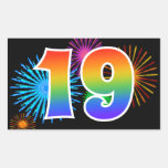 [ Thumbnail: Fun Fireworks + Rainbow Pattern "19" Event Number Sticker ]