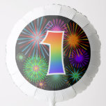 [ Thumbnail: Fun Fireworks + Rainbow Pattern "1" Event # Balloon ]
