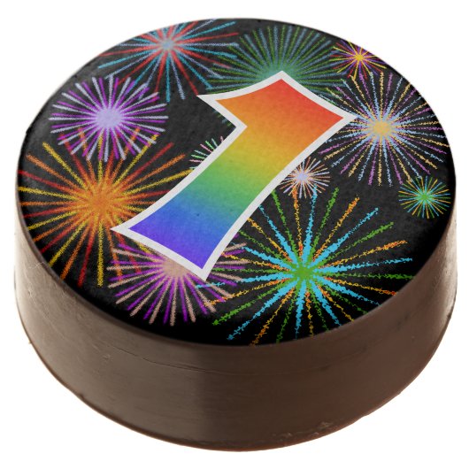 Fun Fireworks, Rainbow Pattern "1" Event # Chocolate Covered Oreo (Angled)