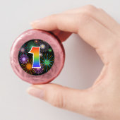 Fun Fireworks, Rainbow Pattern "1" Event # Dipped Oreo Cookie Favors (In Hand)
