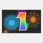 [ Thumbnail: Fun Fireworks + Rainbow Pattern "1" Event Number Sticker ]