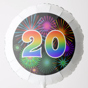 Fun Fireworks + Rainbow Pattern "20" Event # Balloon