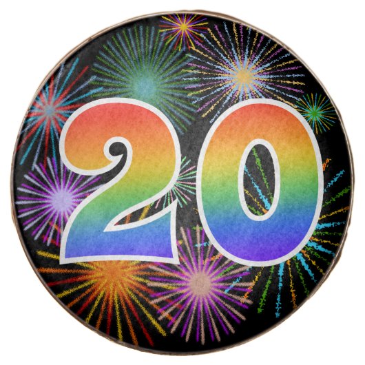 Fun Fireworks, Rainbow Pattern "20" Event # Chocolate Covered Oreo (Front)