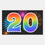 [ Thumbnail: Fun Fireworks + Rainbow Pattern "20" Event Number Sticker ]