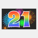 [ Thumbnail: Fun Fireworks + Rainbow Pattern "21" Event Number Sticker ]