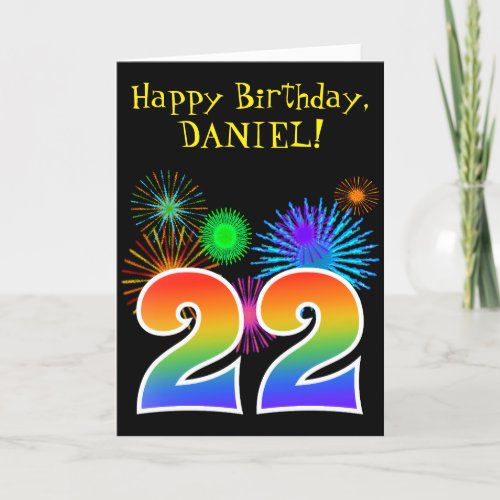 Fun Fireworks  Rainbow Pattern 22 Birthday  Card