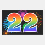 [ Thumbnail: Fun Fireworks + Rainbow Pattern "22" Event Number Sticker ]