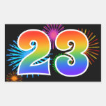 [ Thumbnail: Fun Fireworks + Rainbow Pattern "23" Event Number Sticker ]
