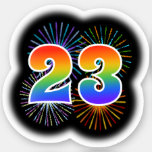 [ Thumbnail: Fun Fireworks + Rainbow Pattern "23" Event # Sticker ]