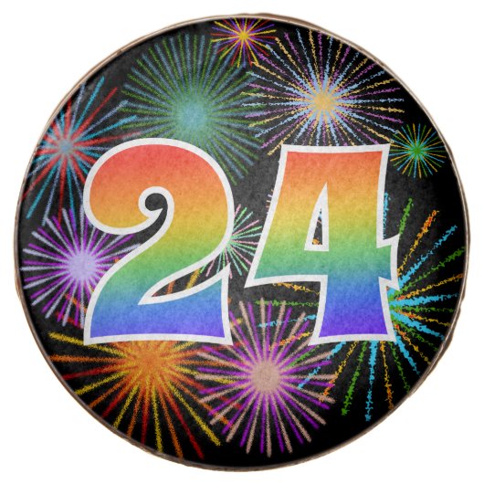 Fun Fireworks, Rainbow Pattern "24" Event # Chocolate Covered Oreo (Front)