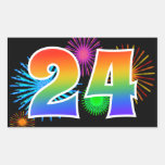 [ Thumbnail: Fun Fireworks + Rainbow Pattern "24" Event Number Sticker ]