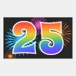 [ Thumbnail: Fun Fireworks + Rainbow Pattern "25" Event Number Sticker ]