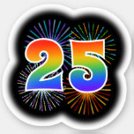 [ Thumbnail: Fun Fireworks + Rainbow Pattern "25" Event # Sticker ]