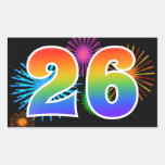 [ Thumbnail: Fun Fireworks + Rainbow Pattern "26" Event Number Sticker ]
